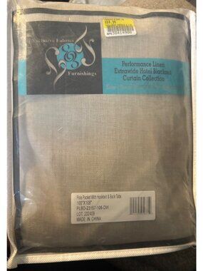 Performance Linen Extra-Wide Blackout Hotel Curtain 100"X108"Pole Pocket & Back